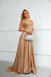 A Line Straps Long Prom Dress with Split Party Dress