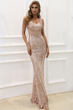 Mermaid Sleeveless Sequin Party Dress V-Neck Evening Dress