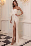 One Shoulder Sweetheart Prom Dresses Elegant Sequined Split  Sweep Train Evening Dresses