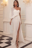 One Shoulder Sweetheart Prom Dresses Elegant Sequined Split  Sweep Train Evening Dresses