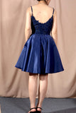 A Line V-Neck Homecoming Dresses with Pockets for Juniors Graduation Party Gown