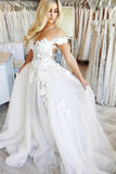 New See Through Off the Shoulder Lace Tulle Wedding Dresses N1280