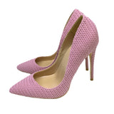 Pink Knitted High Heels Women Party Shoes yy37