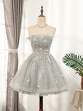 Cute Strapless Short Lace Up Beading Homecoming Dresses Sweet 16 Dresses B0002