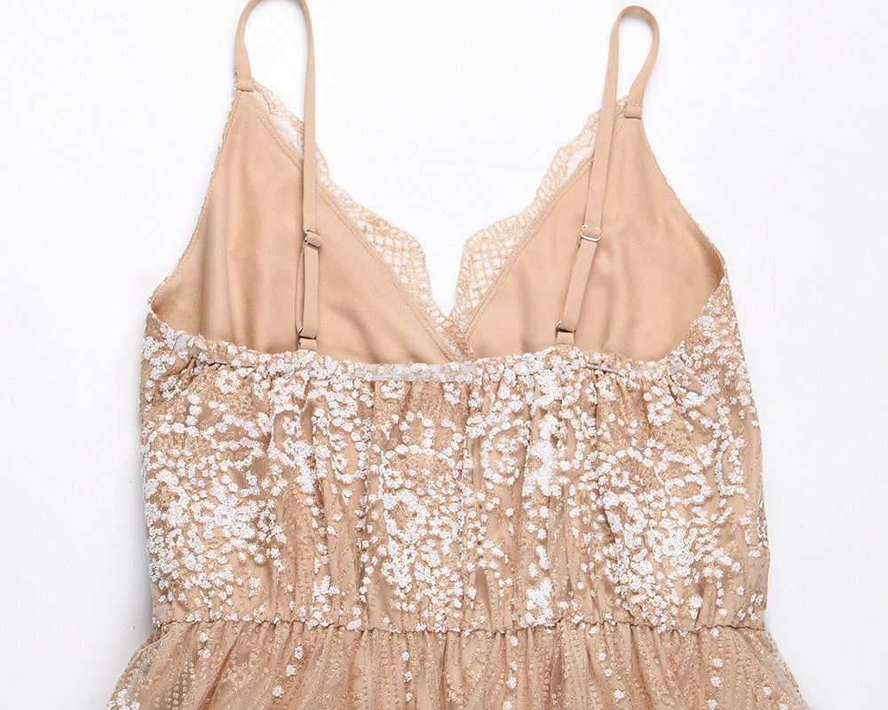 Chic Spaghetti Straps Long Lace Party Prom Dresses