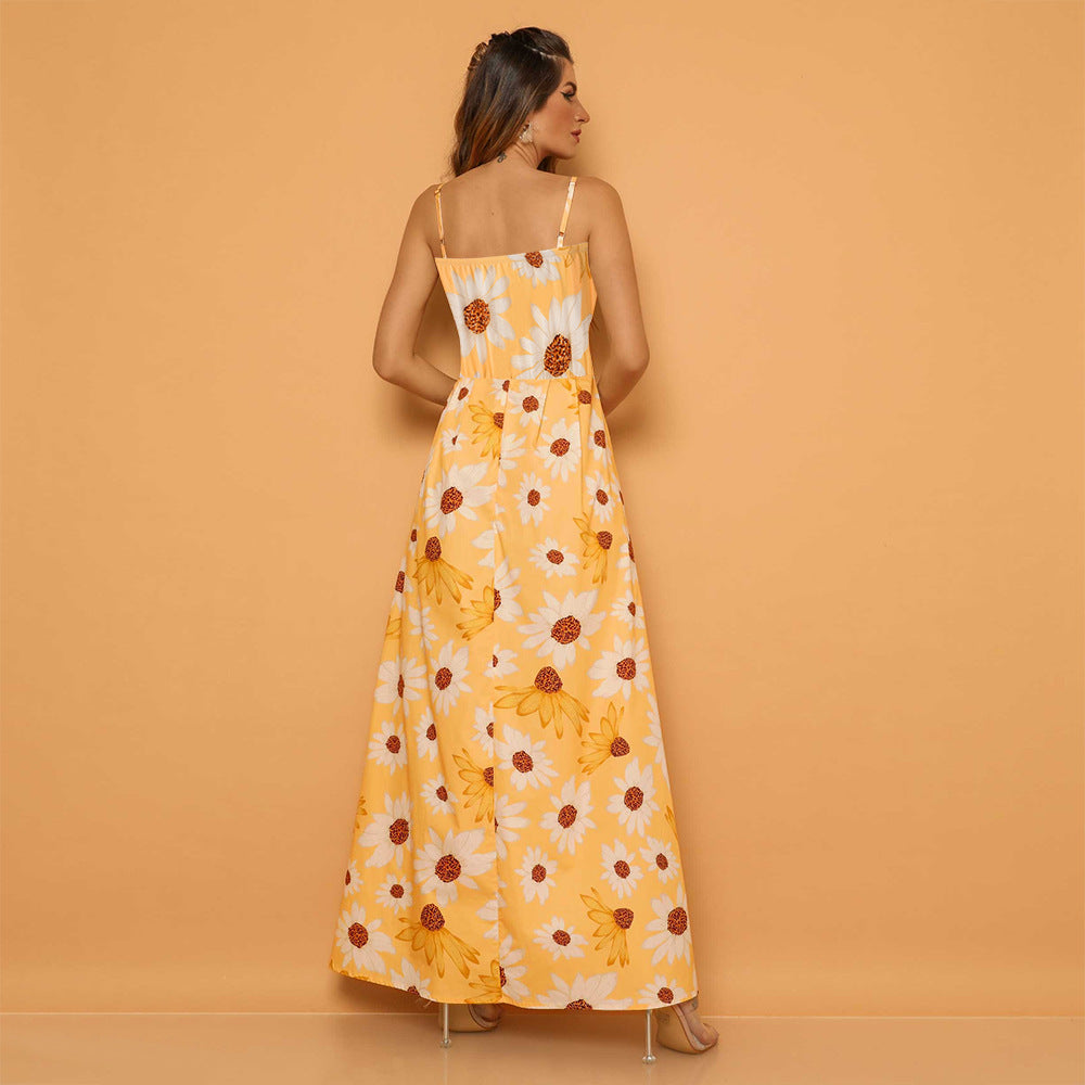 A Line Spaghetti Straps Blue Long Party Dresses Summer Dresses
