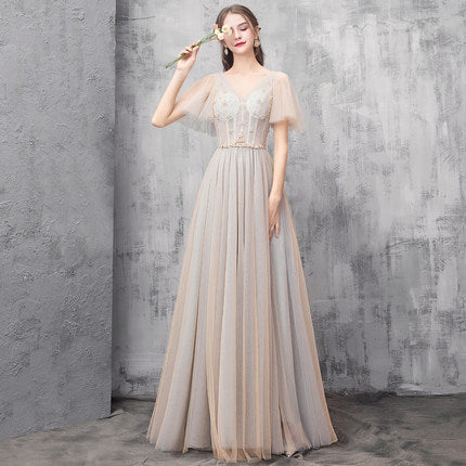 Off Shoulder Floor Length Tulle Prom Dresses Bridesmaid Dresses N2312