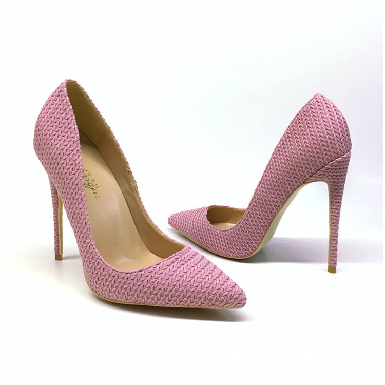 Pink Knitted High Heels Women Party Shoes yy37