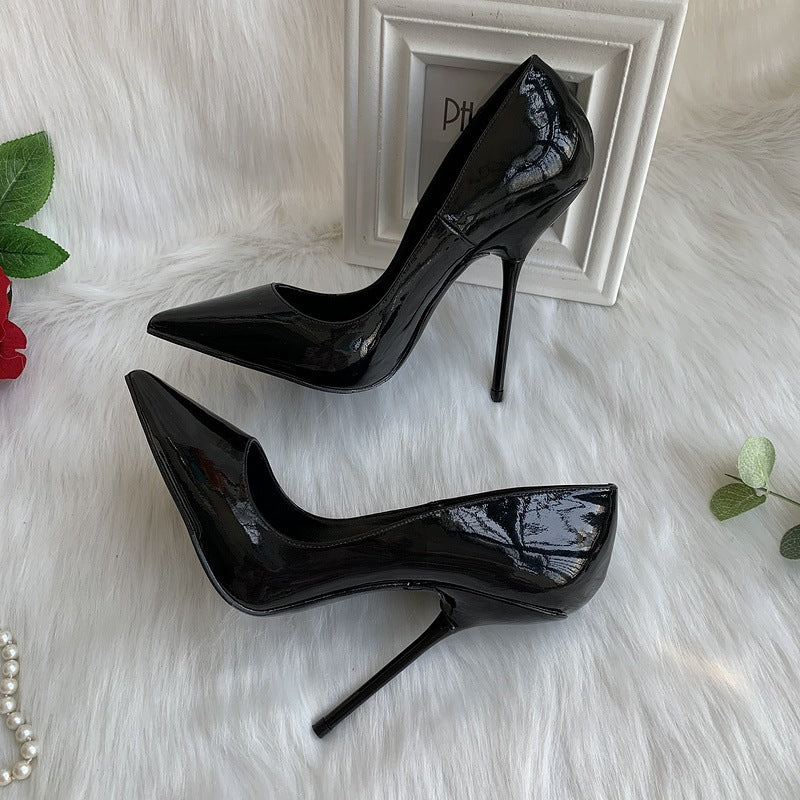 High Heels with Patent Leather Evening Party Shoes yy38