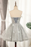 Cute Strapless Short Lace Up Beading Homecoming Dresses Sweet 16 Dresses B0002