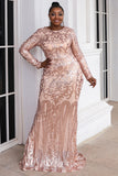 Sheath Long Sleeve New Fashion Plus Size Style Sweep Train Evening Dresses