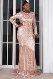 Sheath Long Sleeve New Fashion Plus Size Style Sweep Train Evening Dresses