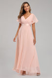 V-Neck A Line Chiffon Long Prom Dress Summer Dress