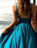 Simple Elegant V-Neck Long Black Prom Dresses A-line Event Dresses Y0328