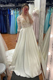 V-Neck Satin Half-Sleeves A-Line Off White Custom Made Long Prom Dress