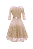3/4 Sleeve V-Neck Short Prom Dresses