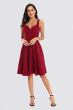 A Line Satin V-Neck Short Homecoming Dress