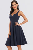 A Line Satin V-Neck Short Homecoming Dress