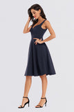 A Line Satin V-Neck Short Homecoming Dress