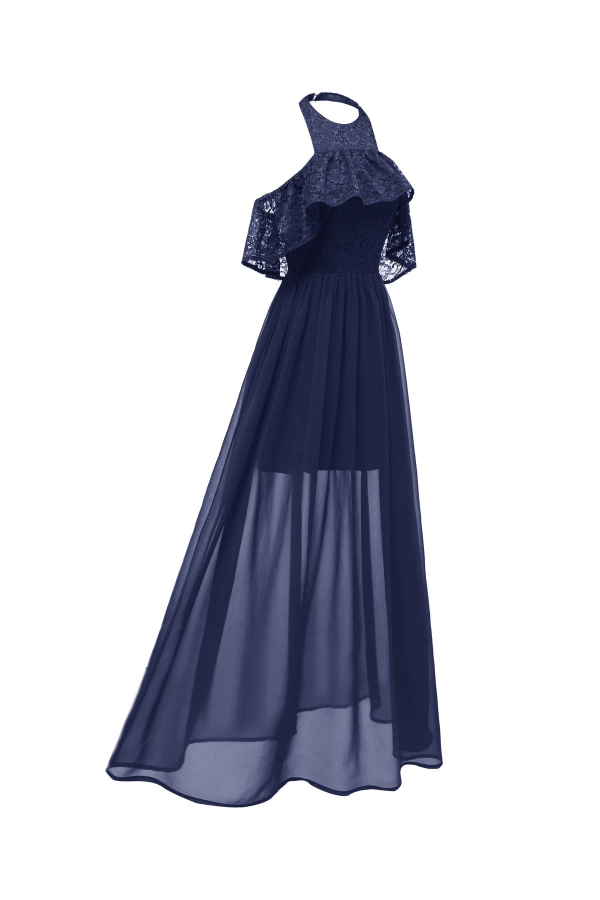 Sleeveless Halter Chiffon Prom Dress