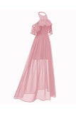 Sleeveless Halter Chiffon Prom Dress