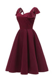 Elegant Square Neck Burgundy Sleeveless Short Homecoming Dresses