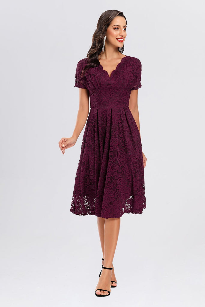 Vintage V-Neck Lace Short Prom Dresses Homecoming Dresses