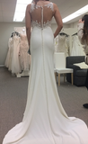 Sheath Illusion Neck Sleeveless Lace Appliques Wedding Dress N519