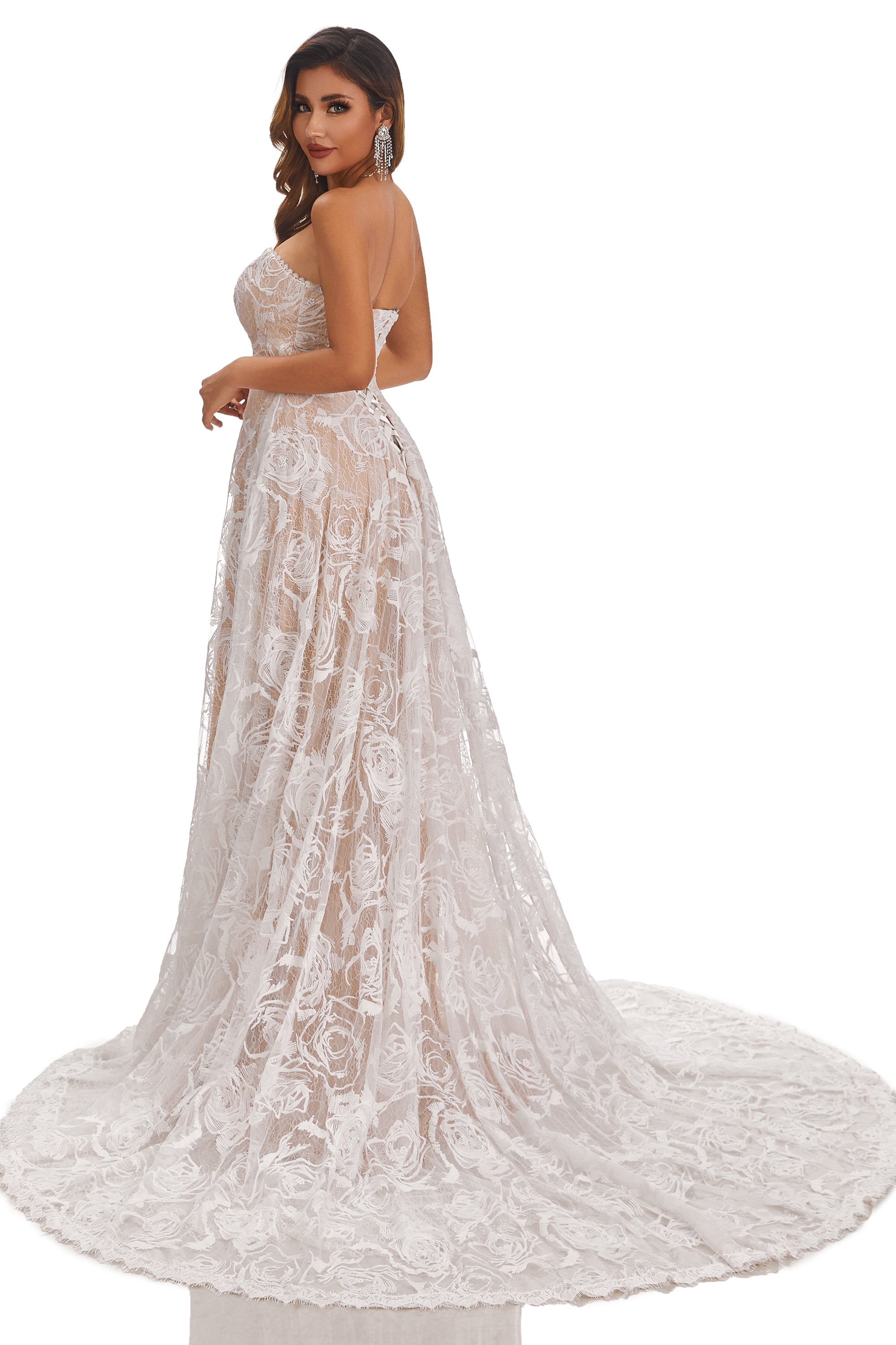 Sweetheart Sleeveless Lace Appliques Wedding Dresses