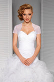 Simple Short Sleeve Illusion Tulle Weeding Jacket, Cheap Bridal Jackets 