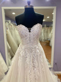 Sweetheart Beading Appliques Tulle Wedding Dresses Long Bridal Dresses N1537