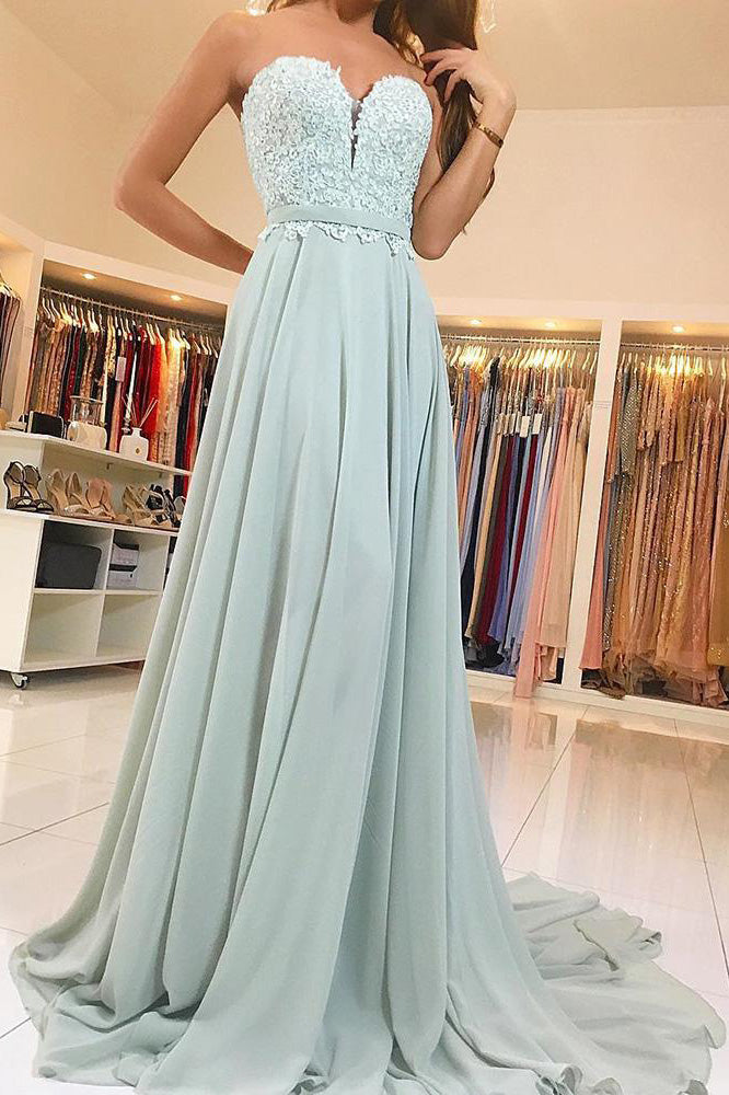 Elegant Sweetheart Lace and Chiffon Backless Prom Dresses Sweep Train Evening Dresses N1346