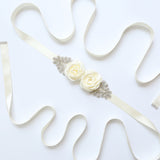Hand Made Flower Bridal Sash with Rhinestones Formal Dresses Belt B03