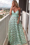 Tiffany Blue Spaghetti Straps V Neck Long Formal Dress, Sexy V Neck Long Prom Dress N1687