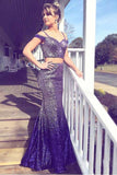 Spaghetti Straps Long Ombre Purple Sequined Prom Dresses Two Piece Formal Dresses N1695