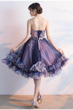 Puffy Sweetheart Tulle Appliqued Knee Length Homecoming Dresses