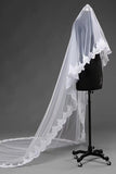 Charming 3M Long Ivory One Layer Wedding Veils With Lace Appliques V050