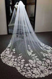 New Arrival Elegant One Layer 2M Tulle Wedding Veils Lace Applique Edge V040