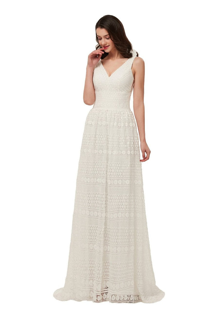 Elegant Long A-line Style Bridal Dresses Charming Beach Wedding Dresses B0009