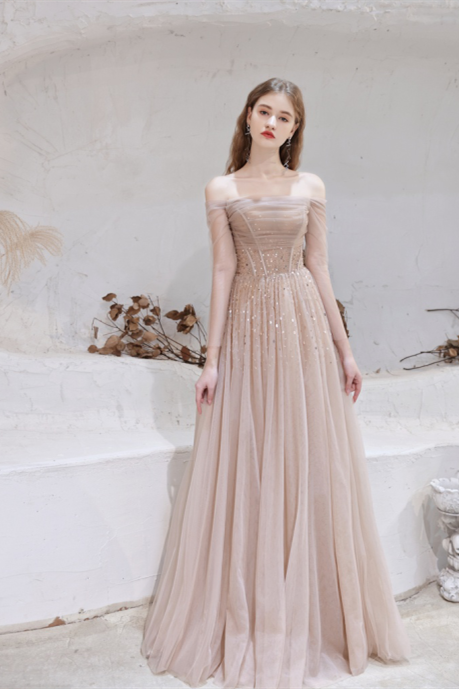 A Line Off The Shoulder Floor Length Prom Dresses Sequins Party Dresses WH321015