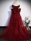 Burgundy Mermaid Off The Shoulder Long Prom Dress Formal Evening Dresses