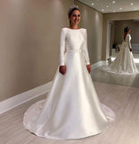 Vintage Long Sleeves Ivory Backless Style Wedding Dresses With Bowknot Y0021