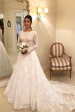 Formal Long Sleeves Charming Long Lace Wedding Dresses Chic Bridal Gown Y0023