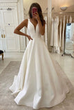 New Arrival V-Neck Ivory A Line Prom Dresses Beach Wedding Dresses Y0025