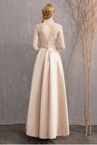 Long Sleeves Open Back A Line Prom Dresses Bridesmaid Gowns Y0040