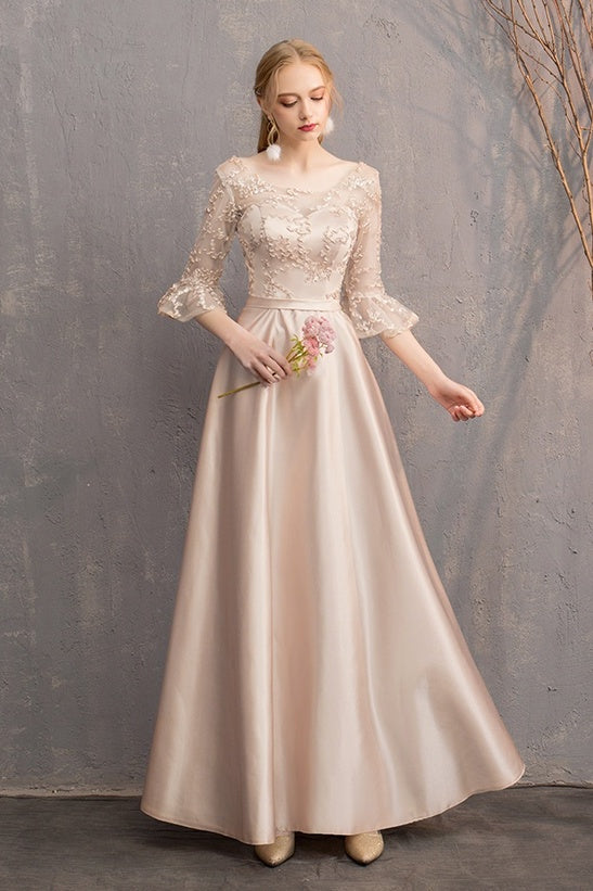 Newest Lace Up Back Long A Line Prom Dresses Bridesmaid Dresses Y0041