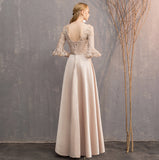 Newest Lace Up Back Long A Line Prom Dresses Bridesmaid Dresses Y0041