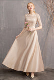 Lovely Charming Half Sleeves Long A Line Prom Dresses Chic Bridesmaid Gowns Y0042