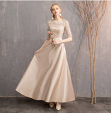 Lovely Charming Half Sleeves Long A Line Prom Dresses Chic Bridesmaid Gowns Y0042