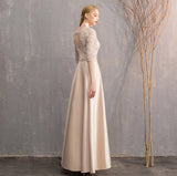 Lovely Charming Half Sleeves Long A Line Prom Dresses Chic Bridesmaid Gowns Y0042